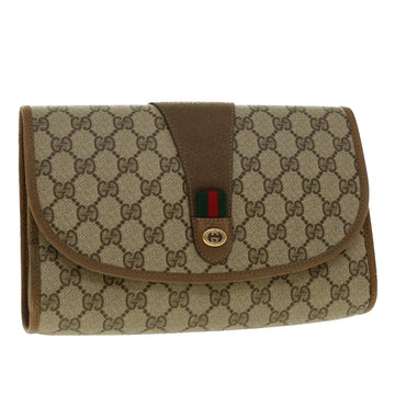 GUCCI GG Canvas Web Sherry Line Clutch Bag Beige Red Green 89.01.030 Auth 40342