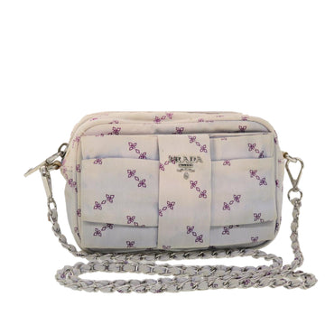 PRADA Chain Shoulder Bag Canvas White Auth 40366