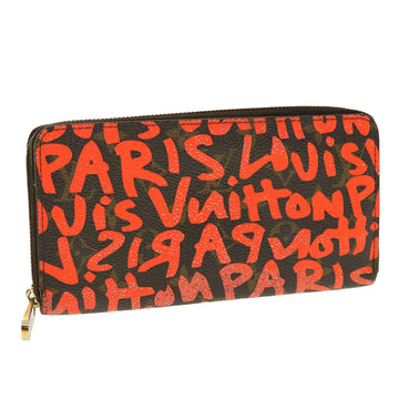 LOUIS VUITTON Monogram graffiti Zippy Wallet Long Orange M93711 LV Auth 40567