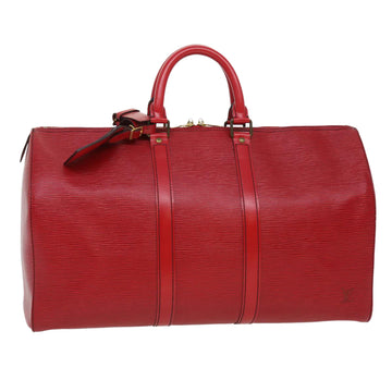 LOUIS VUITTON Epi Keepall 45 Boston Bag Red M42977 LV Auth 40861