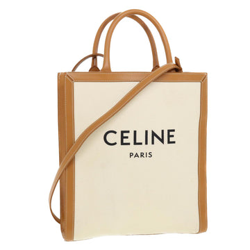 CELINE Small Vertical Cabas Tote Bag Canvas 2way White 192082BNZ.02NT 41168A