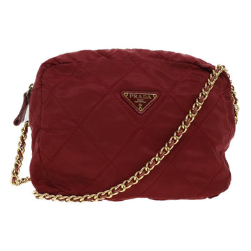 PRADA Quilted Chain Shoulder Bag Nylon Red Auth 41350