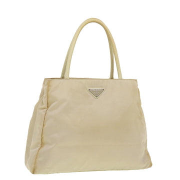 PRADA Hand Bag Nylon Beige Auth 41405