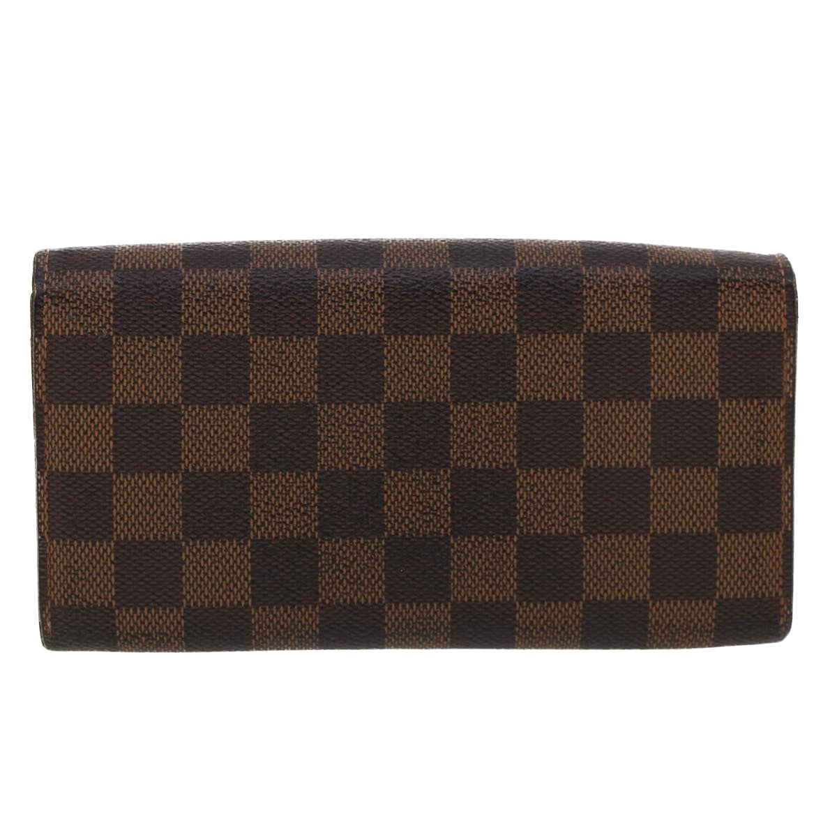 Auth Louis Vuitton Damier Ebene Portefeuille Sarah Long Wallet N61734 -  e52183a