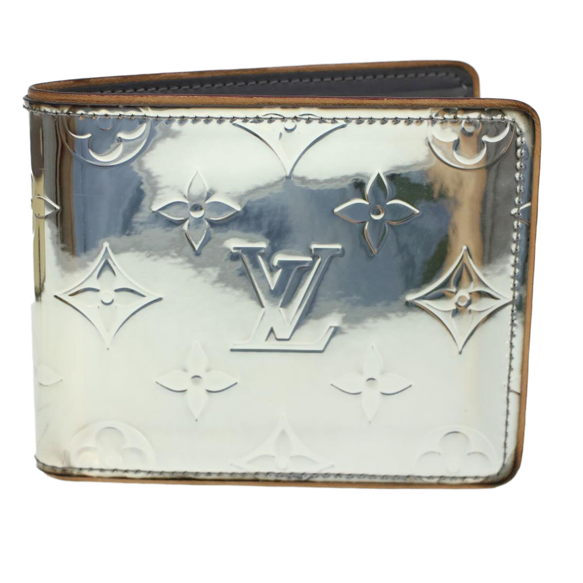 LOUIS VUITTON Mirror Portefeuille Slender Bifold Wallet Silver M80806 LV  42083 Silvery Cloth ref.923334 - Joli Closet