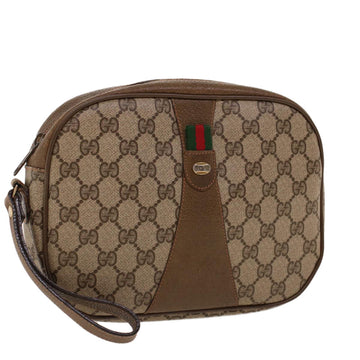 GUCCI GG Canvas Web Sherry Line Clutch Bag Beige Red Green 8901034 Auth 42098