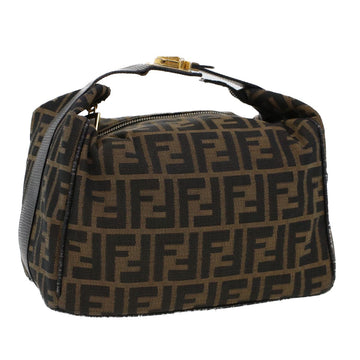 FENDI Zucca Canvas Hand Bag Black Brown Auth 42333