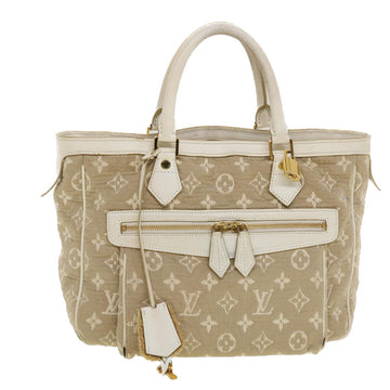 LOUIS VUITTON Monogram Sabbia Cabas MM Hand Bag Beige M93495 LV Auth 42529