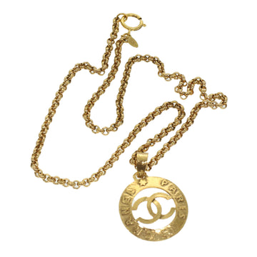 CHANEL Necklace Metal Gold Tone CC Auth 42836