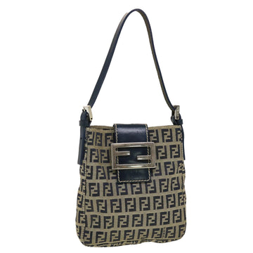 FENDI Zucchino Canvas Mamma Baguette Shoulder Bag Navy Auth 43120