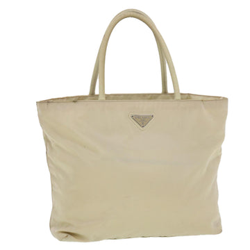 PRADA Hand Bag Nylon Beige Auth 43259