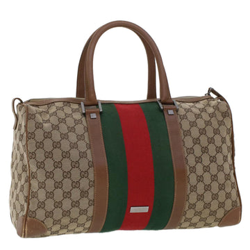 GUCCI GG Canvas Web Sherry Line Boston Bag Beige Red 2122.000.5301 Auth 43326