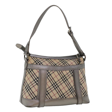 BURBERRY Nova Check Hand Bag Nylon Leather Beige Auth 43680