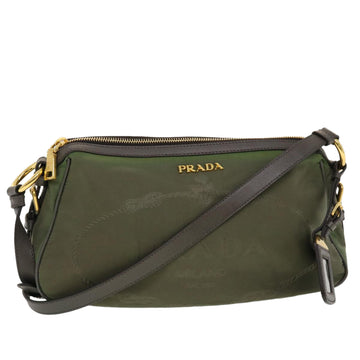 PRADA Shoulder Bag Nylon Khaki Auth 43701