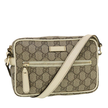 GUCCI GG Canvas Shoulder Bag PVC Leather Beige 201447 Auth 43748