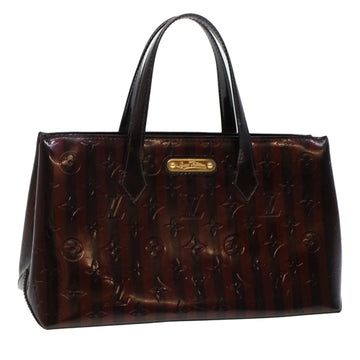 LOUIS VUITTON Vernis Rayure Wilshire PM Hand Bag Black Wine Red M91701 LV 44211