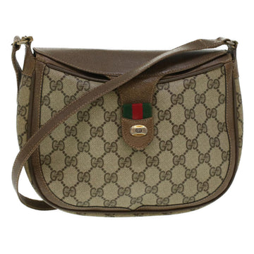 GUCCI GG Canvas Web Sherry Line Shoulder Bag Beige Red 10.02.056 Auth 44259