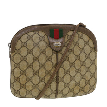 GUCCI GG Canvas Web Sherry Line Shoulder Bag Beige Red 904.02.047 Auth 44304