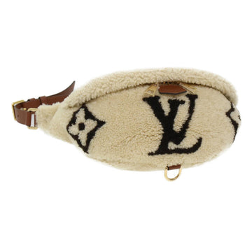 LOUIS VUITTON Monogram Teddy Bum Bag Waist Bag Fur Beige M55425 LV Auth 44428A