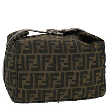 FENDI Zucca Canvas Hand Bag Black Brown Auth 44805