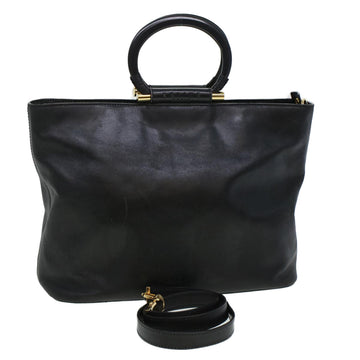 CELINE Tote Bag Leather 2way Black Auth 44998