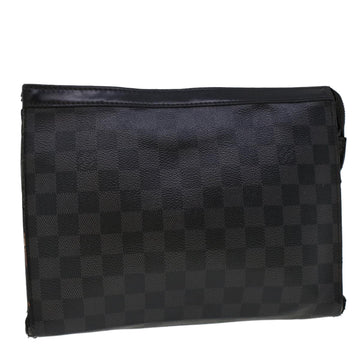 LOUIS VUITTON Damier Graphite Pochette Voyager MM Clutch Bag N41696 Auth 45025