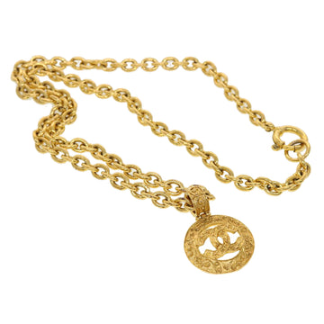 CHANEL Chain Necklace Metal Gold Tone CC Auth 45085