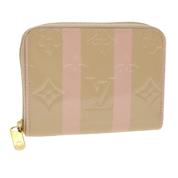 LOUIS VUITTON Vernis Rayure Zippy Coin Purse Pink Beige M58066 LV Auth 45570