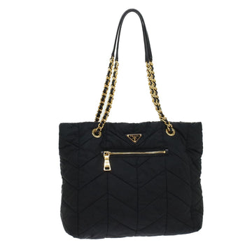 PRADA Chain Shoulder Bag Nylon Black Auth 45671