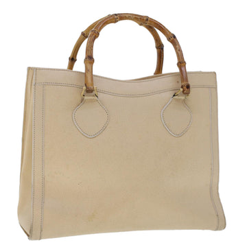 GUCCI Bamboo Hand Bag Leather Beige Auth 45863