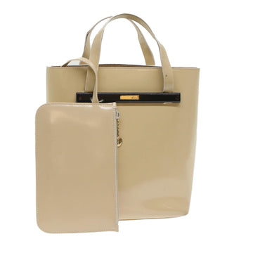 GUCCI Hand Bag Patent leather Beige Auth 45916