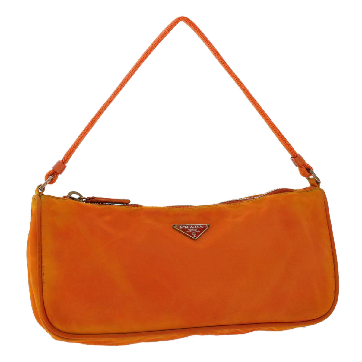 PRADA Accessory Pouch Nylon Orange Auth 46136