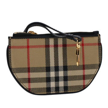 BURBERRY Nova Check Coin Purse Nylon Beige Auth 47493