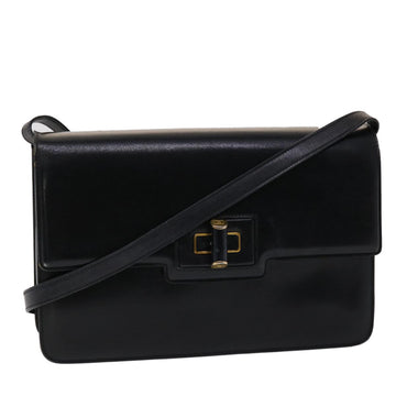 GUCCI Shoulder Bag Leather Black Auth 47522