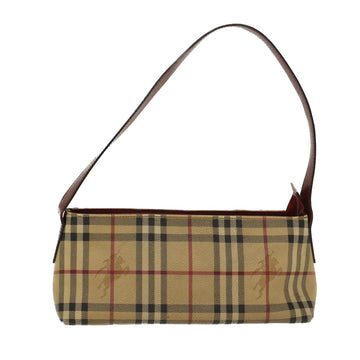 BURBERRY Nova Check Shoulder Bag PVC Leather Beige Auth 47645