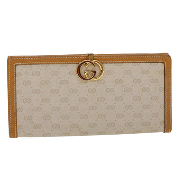 GUCCI Micro GG Canvas Long Wallet Beige 035.03.0285 Auth 47667