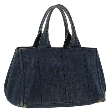 PRADA Canapa Hand Bag Canvas Blue Auth 47694