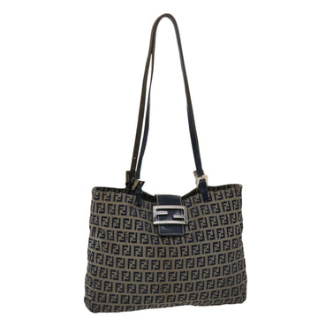 FENDI Zucchino Canvas Mamma Baguette Shoulder Bag Nylon Navy Auth 48016