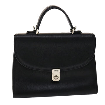 BURBERRYSs Hand Bag Leather Black Auth 48107