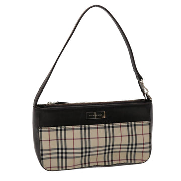 BURBERRY Nova Check Shoulder Bag Nylon Leather Beige Auth 48130