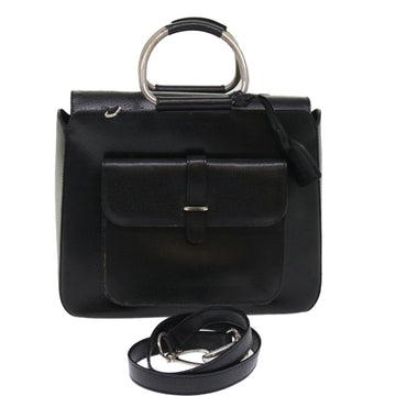 GUCCI Shoulder Bag Leather Black Auth 48452