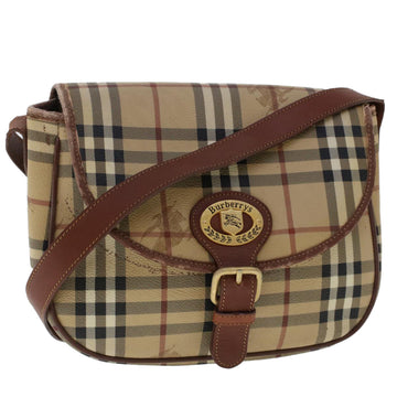 BURBERRYSs Nova Check Shoulder Bag PVC Leather Beige Brown Auth 48461