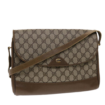 GUCCI GG Canvas Shoulder Bag PVC Leather Beige Auth 48599