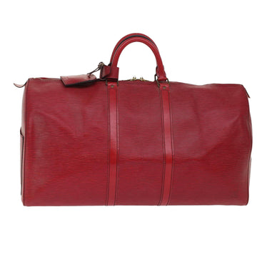 LOUIS VUITTON Epi Keepall 55 Boston Bag Red M42957 LV Auth 48982