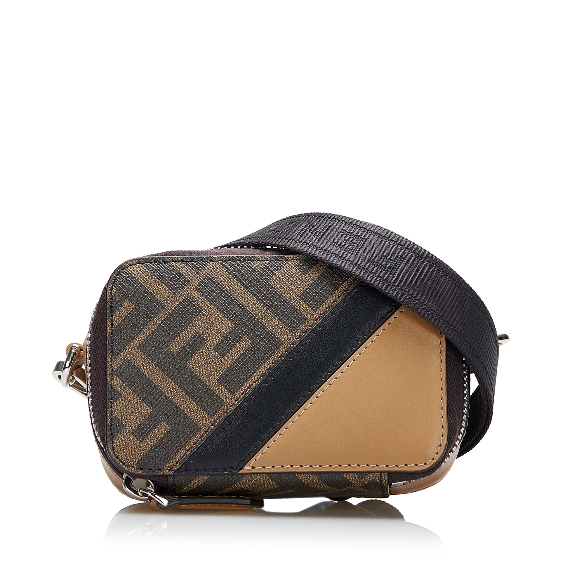 Fendi logo canvas online camera bag