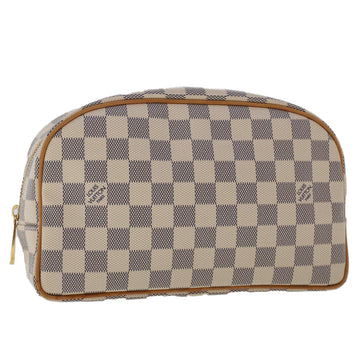 LOUIS VUITTON Damier Azur Trousse Toilette 25 Cosmetic Pouch N41420 Auth 49017