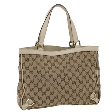 GUCCI GG Canvas Tote Bag Beige White Auth 49049