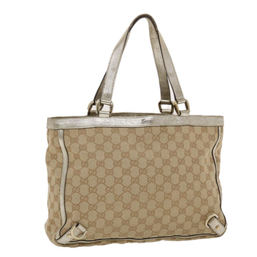 GUCCI GG Canvas Tote Bag Beige Gold Auth 49062