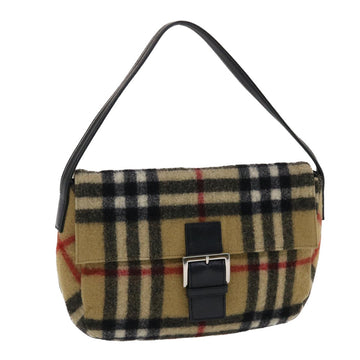 BURBERRYSs Nova Check Blue Label Shoulder Bag Wool Brown Black Auth 49101