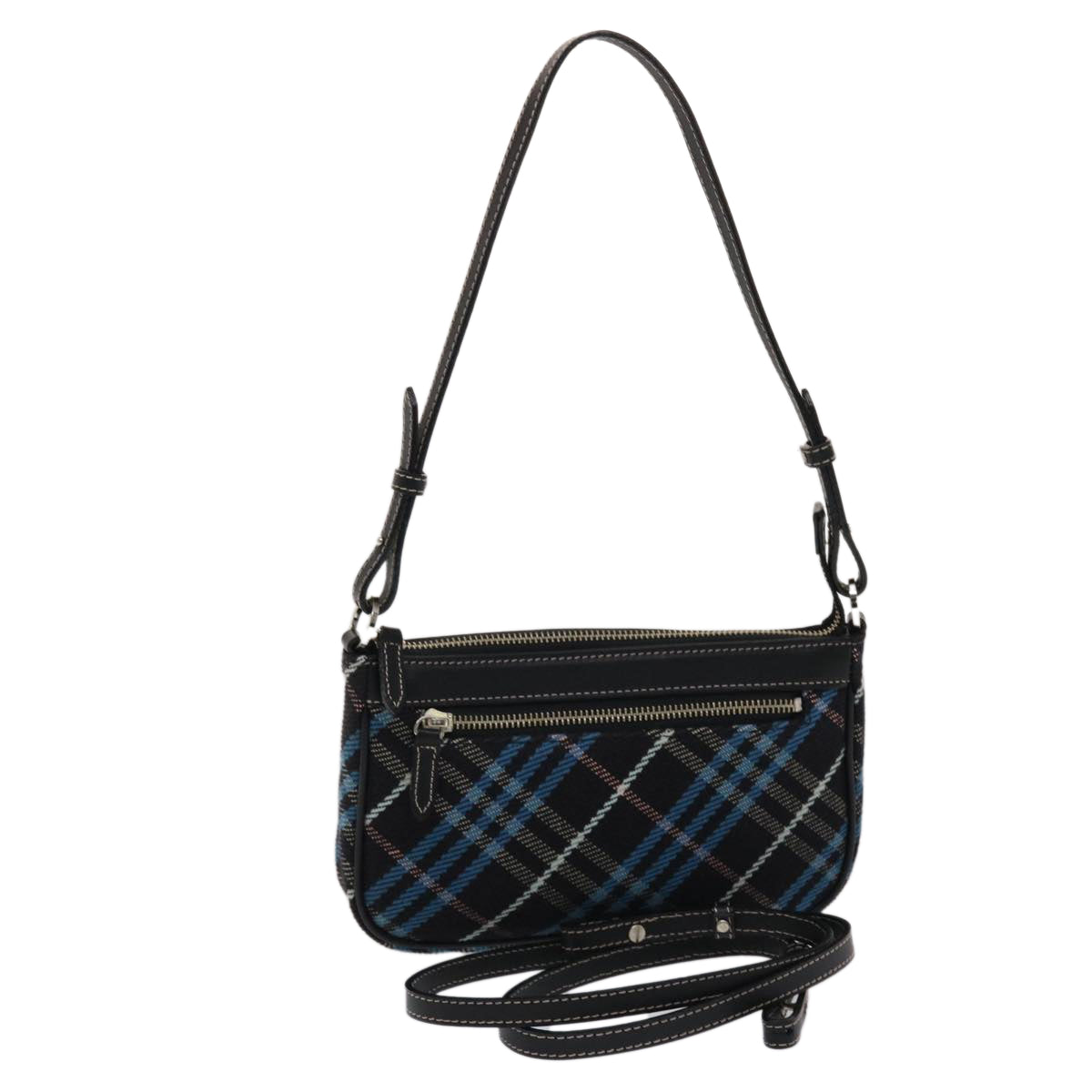 BURBERRY Nova Check Blue Label Shoulder Bag Canvas Leather 2way Black